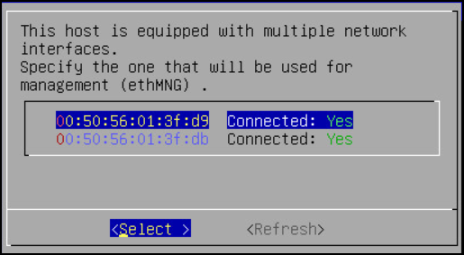 Network interface screen