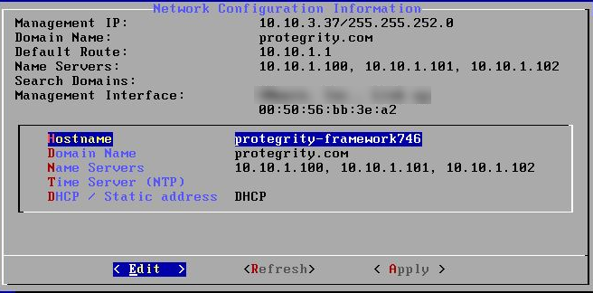 Network Configuration Information Screen