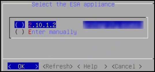 ESA selection screen