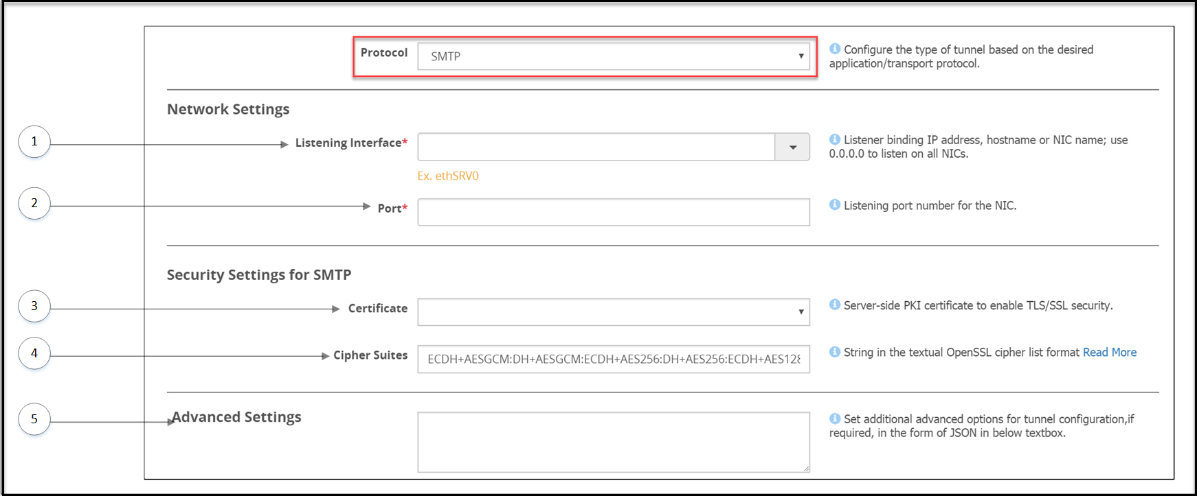 SMTP Tunnel Settings