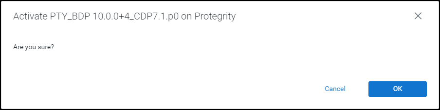 Prompt to Activate the Big Data Protector Protegrity Parcel